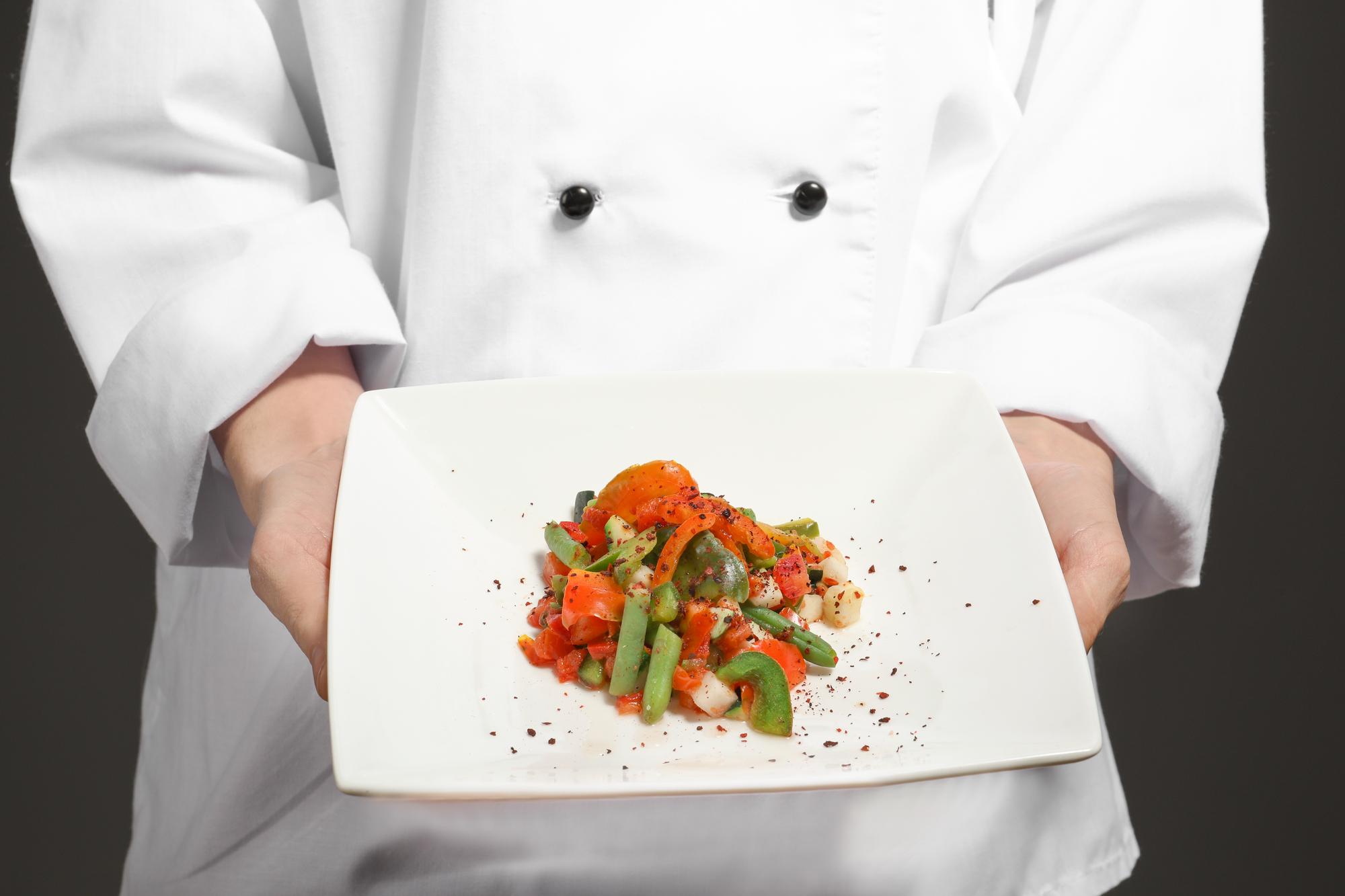Chef teaching plating technique